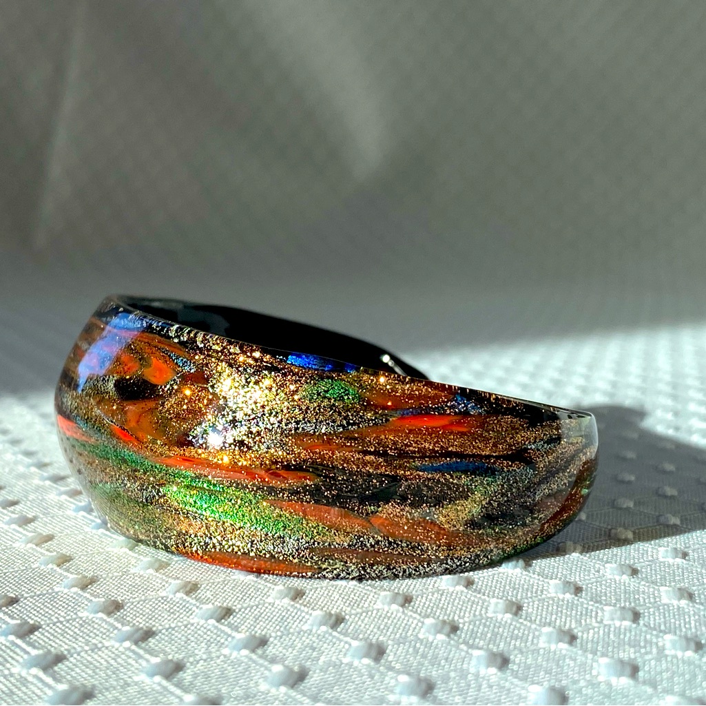 Art Glass Multi-Color Oval Cuff Bracelet
